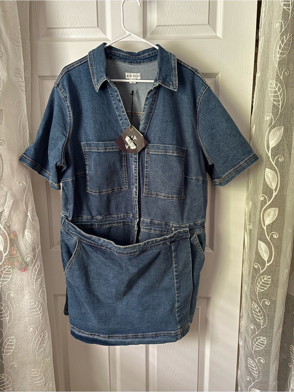 New Ava & Viv denim skortalls romper jumpsuit women plus size 1X